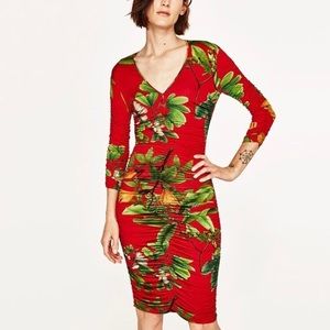 Zara Tropical Ruched Dress